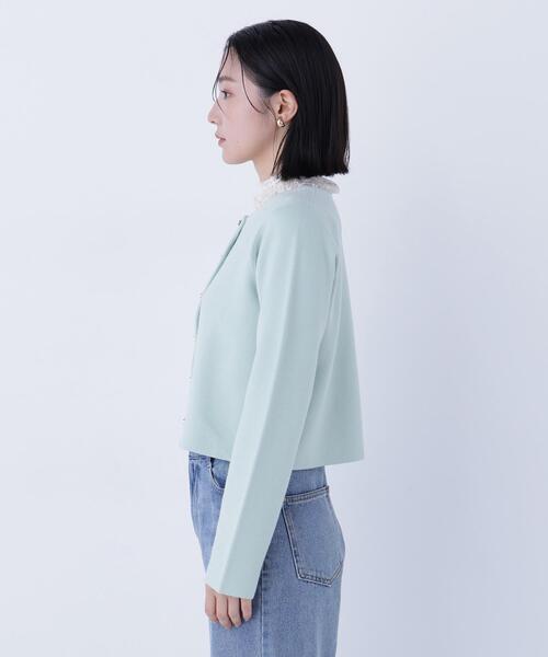 NATURAL BEAUTY BASIC（ナチュラルビューティーベーシック）の「◇ハートボタンニットジャケット（カーディガン/ボレロ・レディース・ブラック/ライトグリーン/オフホワイト/グレー・FREE）」の11枚目の写真