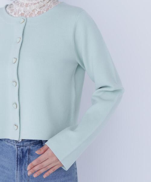 NATURAL BEAUTY BASIC（ナチュラルビューティーベーシック）の「◇ハートボタンニットジャケット（カーディガン/ボレロ・レディース・ブラック/ライトグリーン/オフホワイト/グレー・FREE）」の8枚目の写真