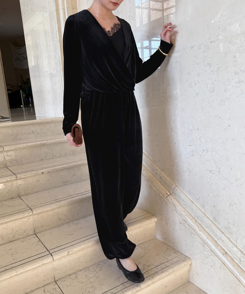 EDIT. FOR LULU（エディットフォールル）の「Velour Puff All in one（つなぎ/オールインワン・レディース・ブラック・FREE）」の4枚目の写真