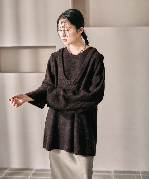 セール】5ゲージレイヤーライクロングプルオーバー 630086（ニット