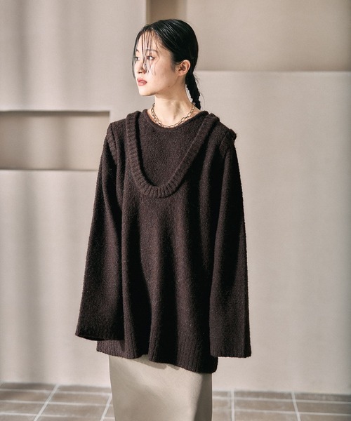 LEPSIM(レプシィム)の「5ゲージレイヤーライクロングプルオーバー 630086(ニット/セーター・レディース・チャコールグレー/イエロー系その他/ブラウン・FREE)」の14枚目の写真