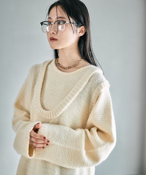 LEPSIM(レプシィム)の「5ゲージレイヤーライクロングプルオーバー 630086(ニット/セーター・レディース・チャコールグレー/イエロー系その他/ブラウン・FREE)」の20枚目の写真