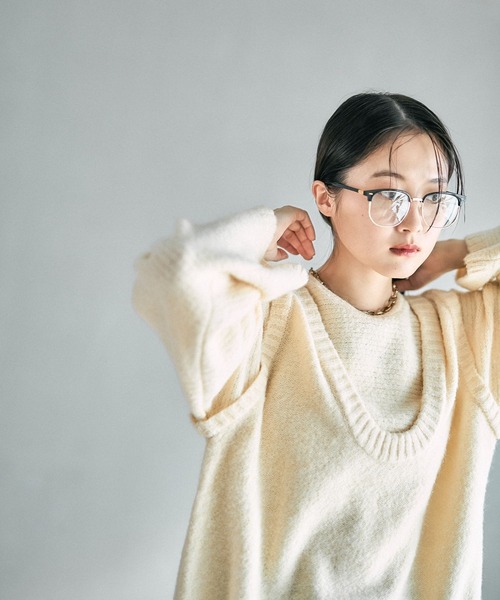 LEPSIM(レプシィム)の「5ゲージレイヤーライクロングプルオーバー 630086(ニット/セーター・レディース・チャコールグレー/イエロー系その他/ブラウン・FREE)」の21枚目の写真