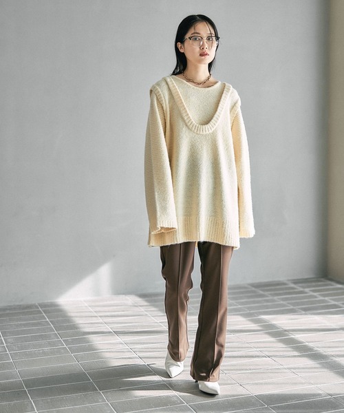 セール】5ゲージレイヤーライクロングプルオーバー 630086（ニット