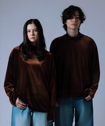 【nl】【Unisex】ベロア素材 ハイネック プルオーバー