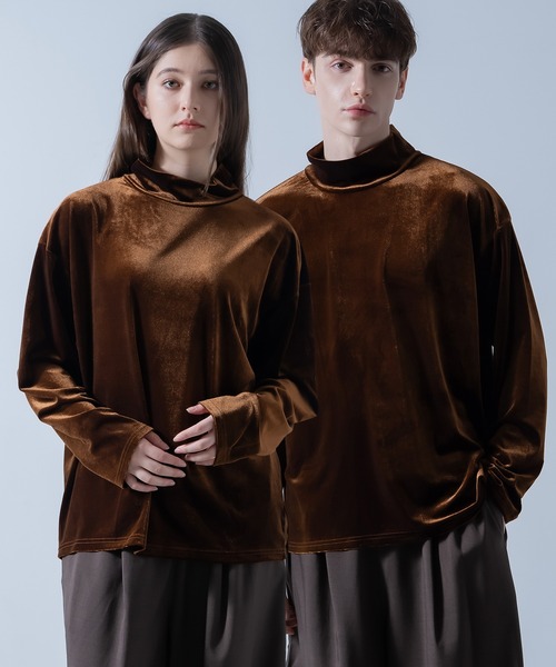 improves（インプローブス）の「ベロア素材 ハイネック プルオーバー（Tシャツ/カットソー・メンズ・ブラック/オフホワイト/チャコール/ダークブラウン・MEDIUM/LARGE）」の4枚目の写真