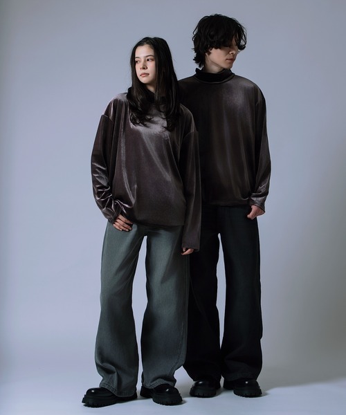 improves（インプローブス）の「【Unisex】ベロア素材 ハイネック プルオーバー（Tシャツ/カットソー・メンズ・ブラック/オフホワイト/チャコール/ダークブラウン・MEDIUM/LARGE）」の16枚目の写真