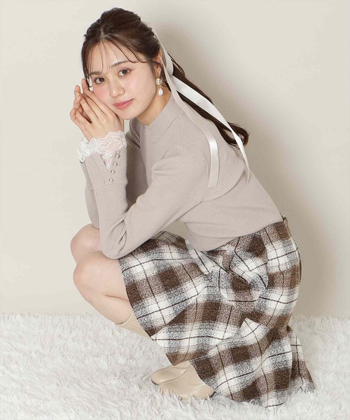 WILLSELECTION(ウィルセレクション)の「袖口レースハイネックリブニット(ニット/セーター・レディース・サックスブルー/ブラック/オフホワイト/ピンク・FREE)」の16枚目の写真