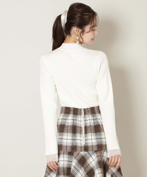 WILLSELECTION(ウィルセレクション)の「袖口レースハイネックリブニット(ニット/セーター・レディース・サックスブルー/ブラック/オフホワイト/ピンク・FREE)」の6枚目の写真