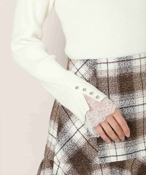 WILLSELECTION(ウィルセレクション)の「袖口レースハイネックリブニット(ニット/セーター・レディース・サックスブルー/ブラック/オフホワイト/ピンク・FREE)」の8枚目の写真