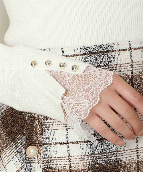 WILLSELECTION(ウィルセレクション)の「袖口レースハイネックリブニット(ニット/セーター・レディース・サックスブルー/ブラック/オフホワイト/ピンク・FREE)」の9枚目の写真