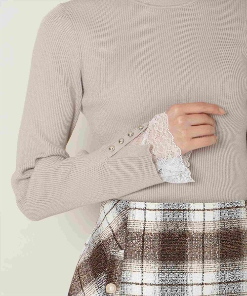 WILLSELECTION(ウィルセレクション)の「袖口レースハイネックリブニット(ニット/セーター・レディース・サックスブルー/ブラック/オフホワイト/ピンク・FREE)」の14枚目の写真
