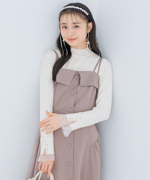 WILLSELECTION 袖口レースハイネックリブニット Fサイズ 未使用 袖口レースハイネックリブニット（ニット/セーター）｜WILLSELECTION