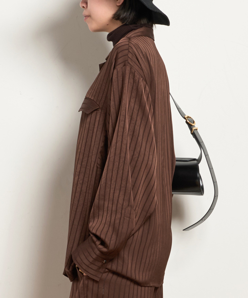 AP STUDIO（エーピーストゥディオ）の「【ARCHIVE STANCE/アーカイブスタンス】satin stripe Shirt（シャツ/ブラウス・レディース・ブラック/ブラウン・FREE）」の14枚目の写真