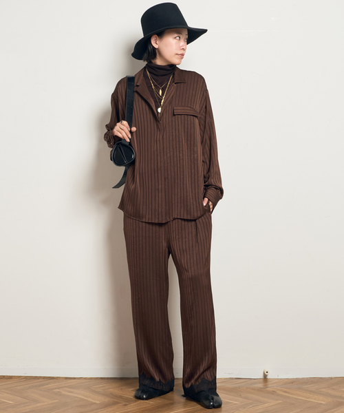 AP STUDIO（エーピーストゥディオ）の「【ARCHIVE STANCE/アーカイブスタンス】satin stripe Shirt（シャツ/ブラウス・レディース・ブラック/ブラウン・FREE）」の16枚目の写真