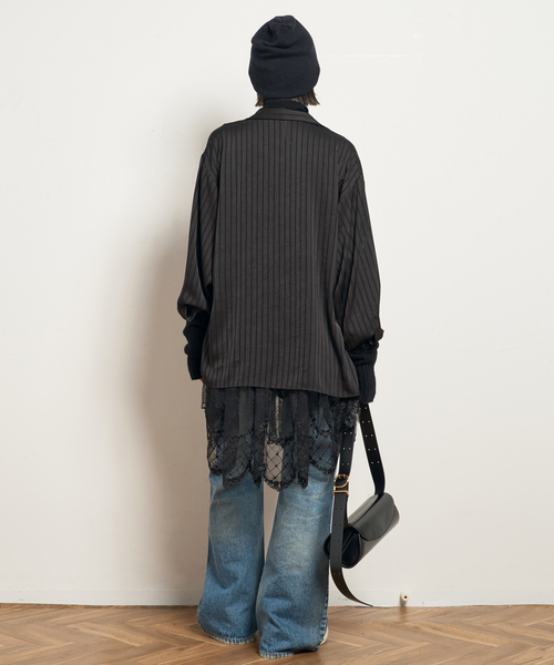 AP STUDIO oversized stripe シャツ ARCHIVE STANCE/アーカイブスタンス】satin stripe Shirt（シャツ