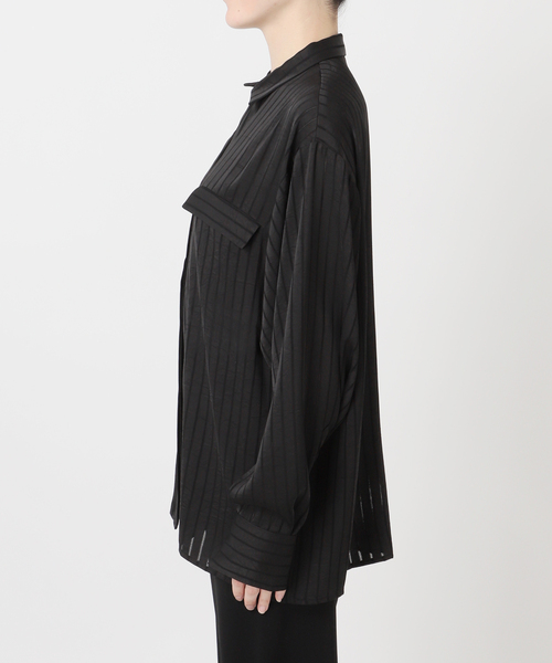 AP STUDIO（エーピーストゥディオ）の「【ARCHIVE STANCE/アーカイブスタンス】satin stripe Shirt（シャツ/ブラウス・レディース・ブラック/ブラウン・FREE）」の3枚目の写真