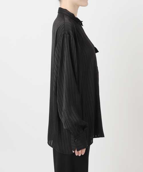 AP STUDIO（エーピーストゥディオ）の「【ARCHIVE STANCE/アーカイブスタンス】satin stripe Shirt（シャツ/ブラウス・レディース・ブラック/ブラウン・FREE）」の5枚目の写真