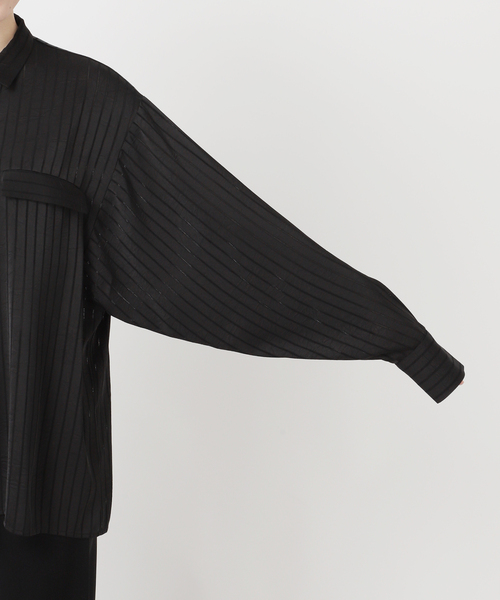 AP STUDIO（エーピーストゥディオ）の「【ARCHIVE STANCE/アーカイブスタンス】satin stripe Shirt（シャツ/ブラウス・レディース・ブラック/ブラウン・FREE）」の6枚目の写真