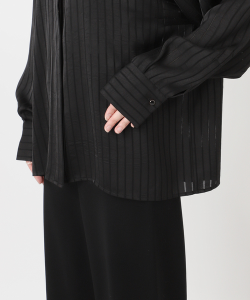 AP STUDIO（エーピーストゥディオ）の「【ARCHIVE STANCE/アーカイブスタンス】satin stripe Shirt（シャツ/ブラウス・レディース・ブラック/ブラウン・FREE）」の7枚目の写真