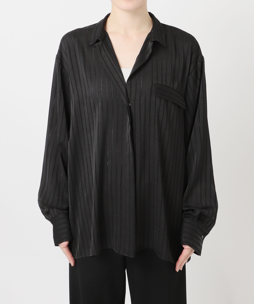 AP STUDIO（エーピーストゥディオ）の「【ARCHIVE STANCE/アーカイブスタンス】satin stripe Shirt（シャツ/ブラウス・レディース・ブラック/ブラウン・FREE）」の10枚目の写真