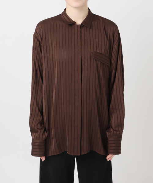 AP STUDIO（エーピーストゥディオ）の「【ARCHIVE STANCE/アーカイブスタンス】satin stripe Shirt（シャツ/ブラウス・レディース・ブラック/ブラウン・FREE）」の13枚目の写真
