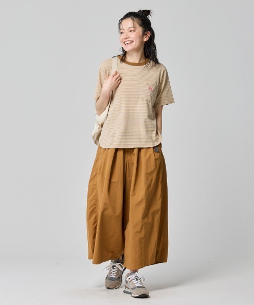 KRIFF MAYER Lady's Collection（クリフメイヤーレディースコレクション）の「配色リブ 刺繍ワッペン 細ボーダーTシャツ / ロンT / ワンポイント / コットン100%（Tシャツ/カットソー・レディース・ナチュラル/ネイビー/ベージュ/ライトグリーン・LARGE/MEDIUM）」の8枚目の写真