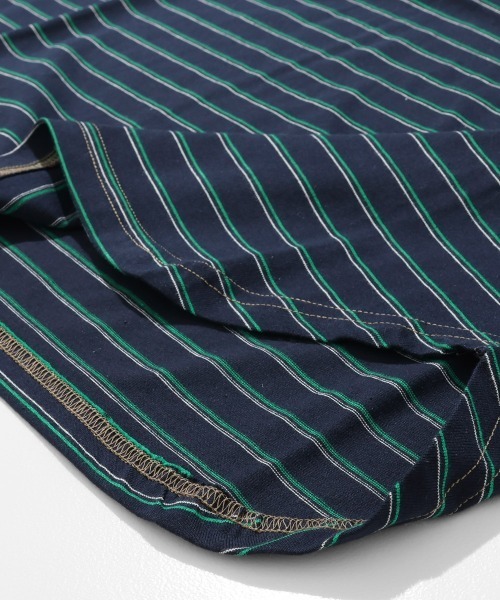 KRIFF MAYER Lady's Collection（クリフメイヤーレディースコレクション）の「配色リブ 刺繍ワッペン 細ボーダーTシャツ / ロンT / ワンポイント / コットン100%（Tシャツ/カットソー・レディース・ナチュラル/ネイビー/ベージュ/ライトグリーン・LARGE/MEDIUM）」の15枚目の写真