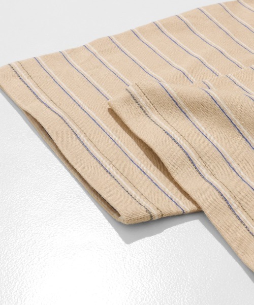 KRIFF MAYER Lady's Collection（クリフメイヤーレディースコレクション）の「配色リブ 刺繍ワッペン 細ボーダーTシャツ / ロンT / ワンポイント / コットン100%（Tシャツ/カットソー・レディース・ナチュラル/ネイビー/ベージュ/ライトグリーン・LARGE/MEDIUM）」の16枚目の写真