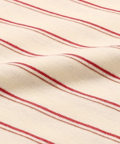 KRIFF MAYER Lady's Collection（クリフメイヤーレディースコレクション）の「配色リブ 刺繍ワッペン 細ボーダーTシャツ / ロンT / ワンポイント / コットン100%（Tシャツ/カットソー・レディース・ナチュラル/ネイビー/ベージュ/ライトグリーン・LARGE/MEDIUM）」の19枚目の写真