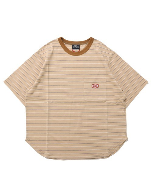 KRIFF MAYER Lady's Collection（クリフメイヤーレディースコレクション）の「配色リブ 刺繍ワッペン 細ボーダーTシャツ / ロンT / ワンポイント / コットン100%（Tシャツ/カットソー・レディース・ナチュラル/ネイビー/ベージュ/ライトグリーン・LARGE/MEDIUM）」の20枚目の写真