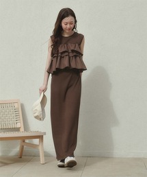 titivate（ティティベイト）の「フリルキャミソールトップス/リブカットソーワンピースセット（ワンピース）」