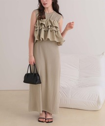 titivate（ティティベイト）の「フリルキャミソールトップス/リブカットソーワンピースセット（ワンピース）」