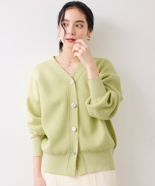 VIS(ビス)の「釦アクセントコクーンカーディガン(カーディガン/ボレロ・レディース・ライトグレー/オフホワイト/ライトグリーン・FREE)」の20枚目の写真