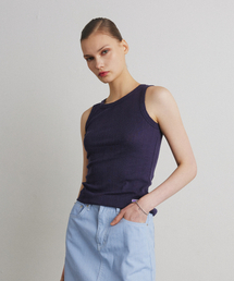 EYELET COTTON SLEEVELESS_NAVY