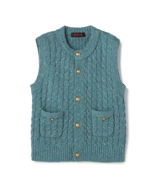 CABaN ニットベスト CABaN（キャバン） ベスト ジレ ウールネップ ケーブルニットベスト