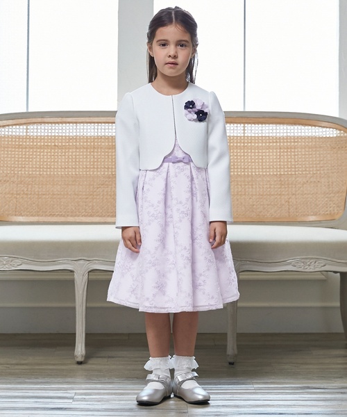 フォーマル】レースOP+ノーカラーJKセット（スーツセット）｜petit