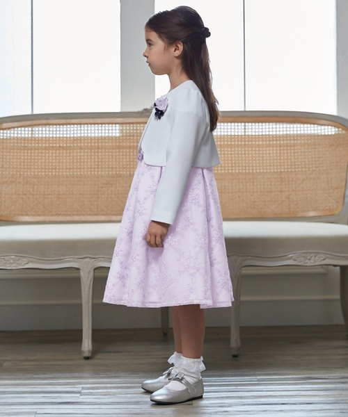 フォーマル】レースOP+ノーカラーJKセット（スーツセット）｜petit