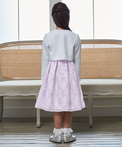 フォーマル】レースOP+ノーカラーJKセット（スーツセット）｜petit
