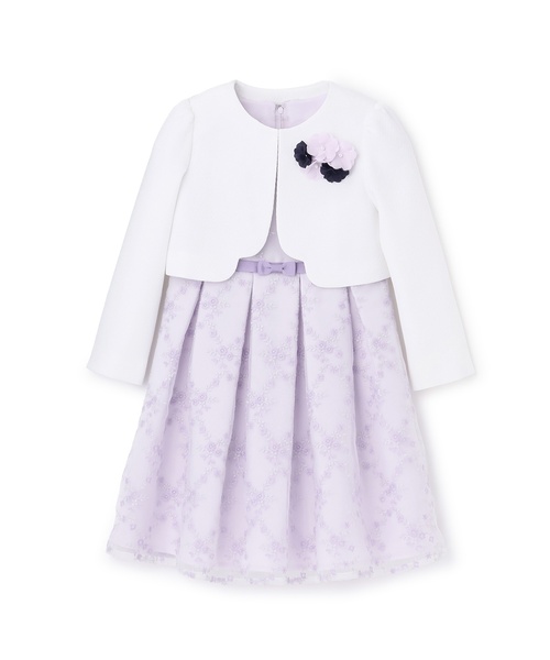 フォーマル】レースOP+ノーカラーJKセット（スーツセット）｜petit