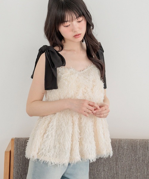 Heather(ヘザー)の「シャギーペプラムキャミ 647240(キャミソール・レディース・グレー/ブラック/アイボリー・FREE)」の8枚目の写真