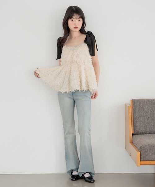 Heather(ヘザー)の「シャギーペプラムキャミ 647240(キャミソール・レディース・グレー/ブラック/アイボリー・FREE)」の11枚目の写真