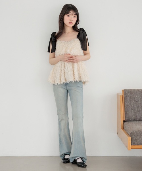 Heather(ヘザー)の「シャギーペプラムキャミ 647240(キャミソール・レディース・グレー/ブラック/アイボリー・FREE)」の12枚目の写真