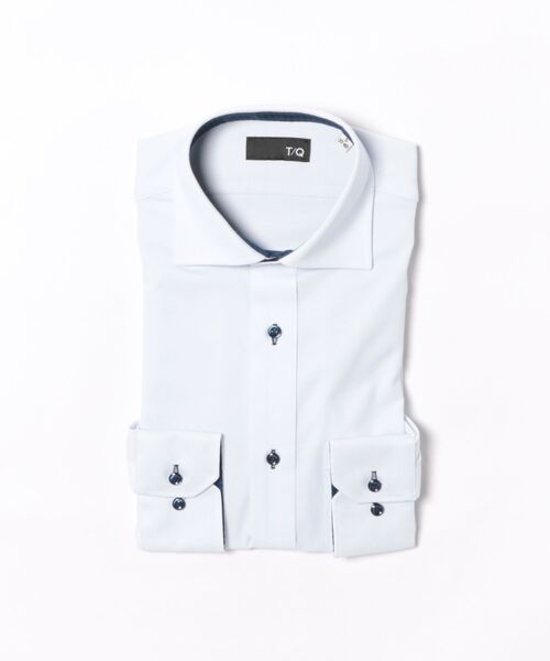 TAKA-Q(タカキュー)の「ワイシャツ メンズ ストレッチ 吸水速乾 ノンアイロン ワイドカラー 長袖 ビジネス ドレス NEWスタンダードフィット(ビジネスシャツ・メンズ・サックスブルー・首回り43cm-裄丈86cm/首回り37cm-裄丈80cm/首回り39cm-裄丈80cm/首回り39cm-裄丈84cm/首回り41cm-裄丈82cm/首回り41cm-裄丈86cm/首回り43cm-裄丈82cm/首回り45cm-裄丈86cm)」の5枚目の写真