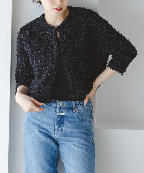 NOBLE 別注 Venit/ヴェニット レースアップニット グレー Noble（ノーブル）の「Venit/ヴェニット TAPE YARN KNIT JACKET