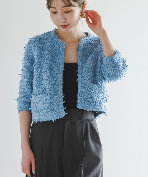 一時値下/NOBLE 新作⭐︎ Venit/KNIT JACKET Noble（ノーブル）の「Venit/ヴェニット TAPE YARN KNIT JACKET