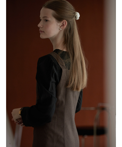 BEMUSE MANSION(ビミューズマンション)の「Hem line sheer patch dress - Brown(ワンピース・レディース・ブラウン・FREE)」の3枚目の写真