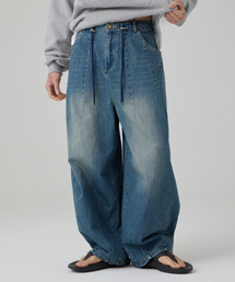 AOTT（アンアウトピット）の「ウォッシュドワイドバルーンストリングデニムパンツインディゴ（デニムパンツ）」
