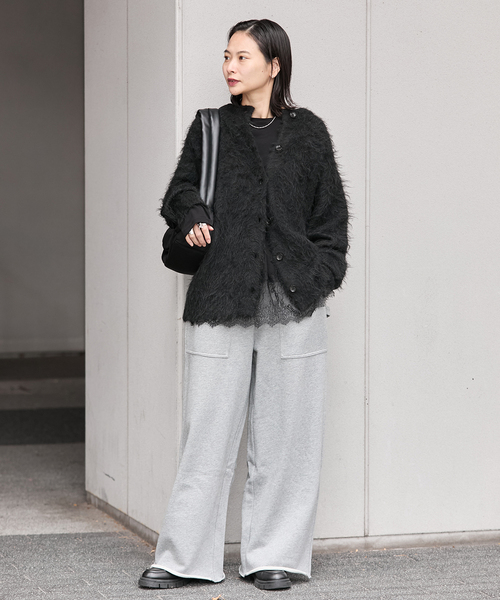 JOURNAL STANDARD（ジャーナルスタンダード）の「《追加2》レースヘム クルーネックシアーロングT（Tシャツ/カットソー・レディース・アイボリー/ブラック・FREE）」の3枚目の写真