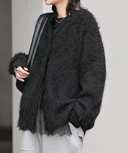 JOURNAL STANDARD（ジャーナルスタンダード）の「《追加2》レースヘム クルーネックシアーロングT（Tシャツ/カットソー・レディース・アイボリー/ブラック・FREE）」の11枚目の写真